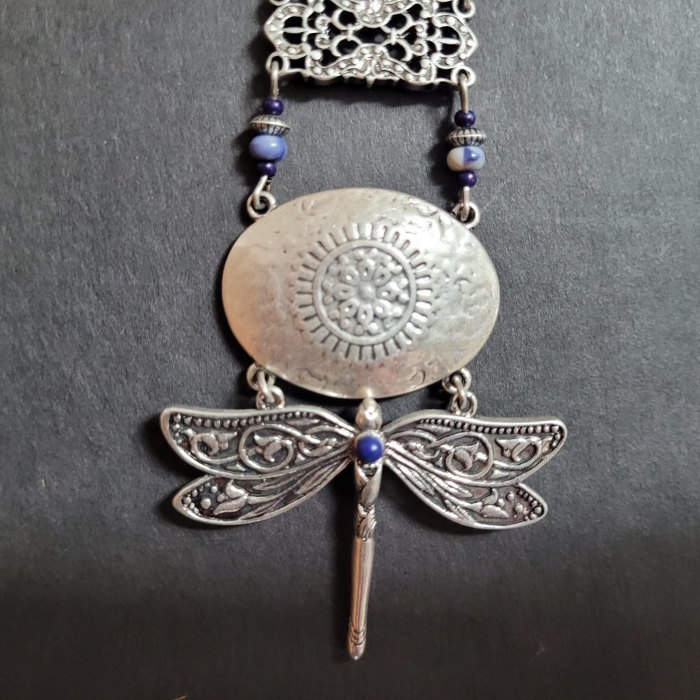 Chicos Silver Tone Multi Pendant Statement Boho N… - image 3